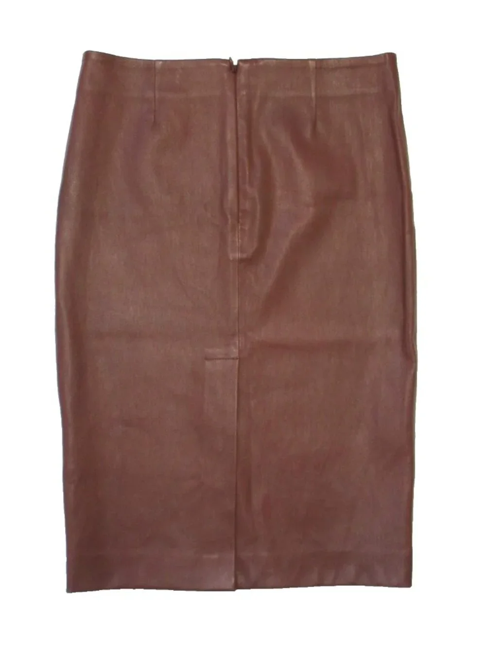 NWT Theory Skinny Pencil in Dark Cognac Bristol Stretch Leather Skirt 6 $695 - Picture 6 of 6